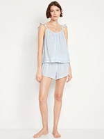 Flutter-Trim Pajama Short Set