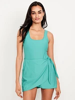 Matte Side-Tie Swim Dress