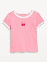 Fitted Ribbed Graphic T-Shirt for Girls