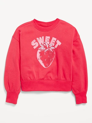 Vintage Oversized Crew-Neck Graphic Sweatshirt for Girls