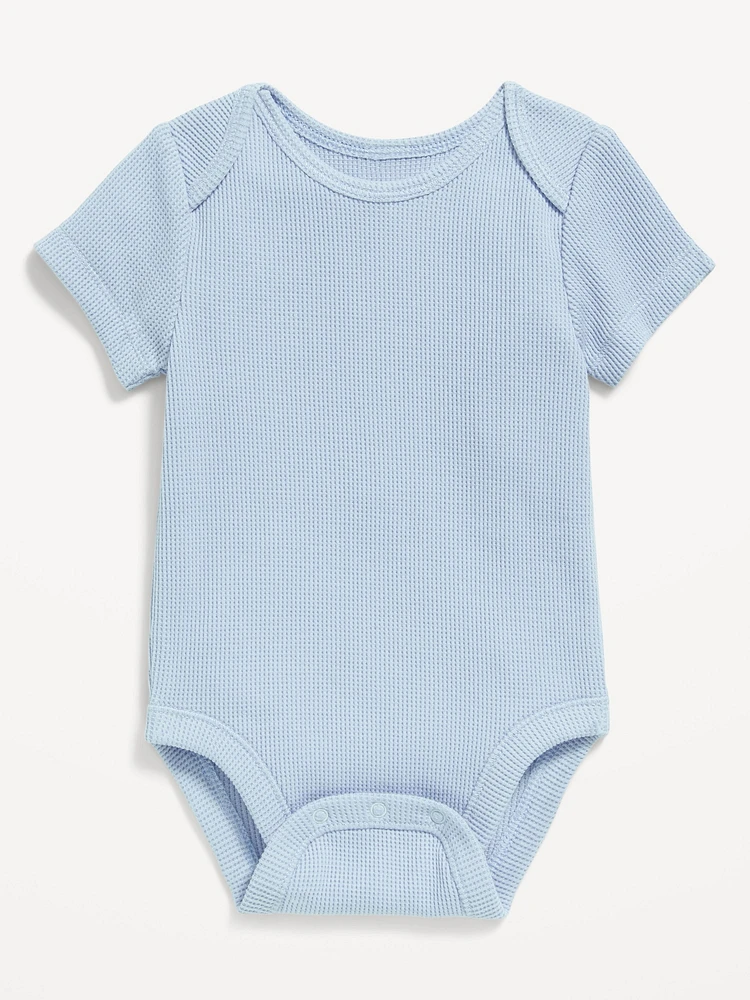 Unisex Short-Sleeve Waffle-Knit Bodysuit for Baby