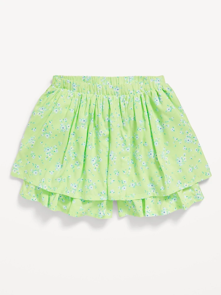 Printed High-Waisted Swing Skort for Girls