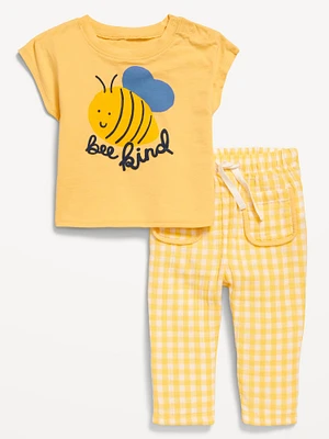 Short-Sleeve Graphic T-Shirt and Pants Set for Baby