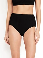 High-Waisted Ribbed Bikini Swim Bottoms