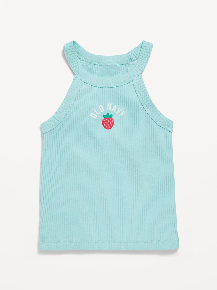 Fitted Logo-Graphic Halter Tank Top for Toddler Girls