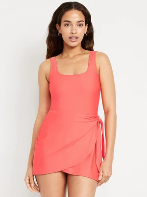 Matte Side-Tie Swim Dress