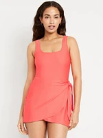 Matte Side-Tie Swim Dress
