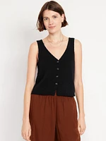 Button-Front Sweater Vest