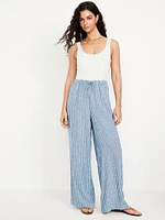 High-Waisted Linen-Blend Super Wide-Leg Pants