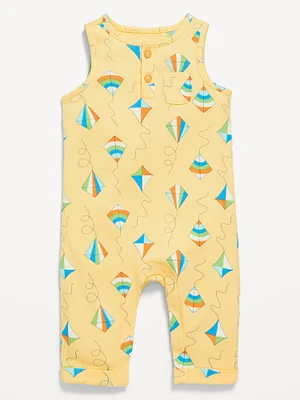 Sleeveless Waffle-Knit Henley One-Piece for Baby