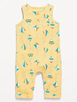 Sleeveless Waffle-Knit Henley One-Piece for Baby