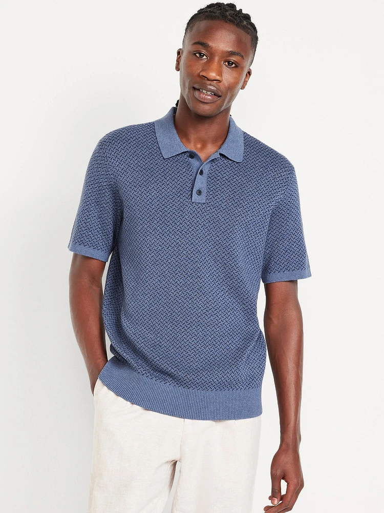 Short-Sleeve Herringbone Polo