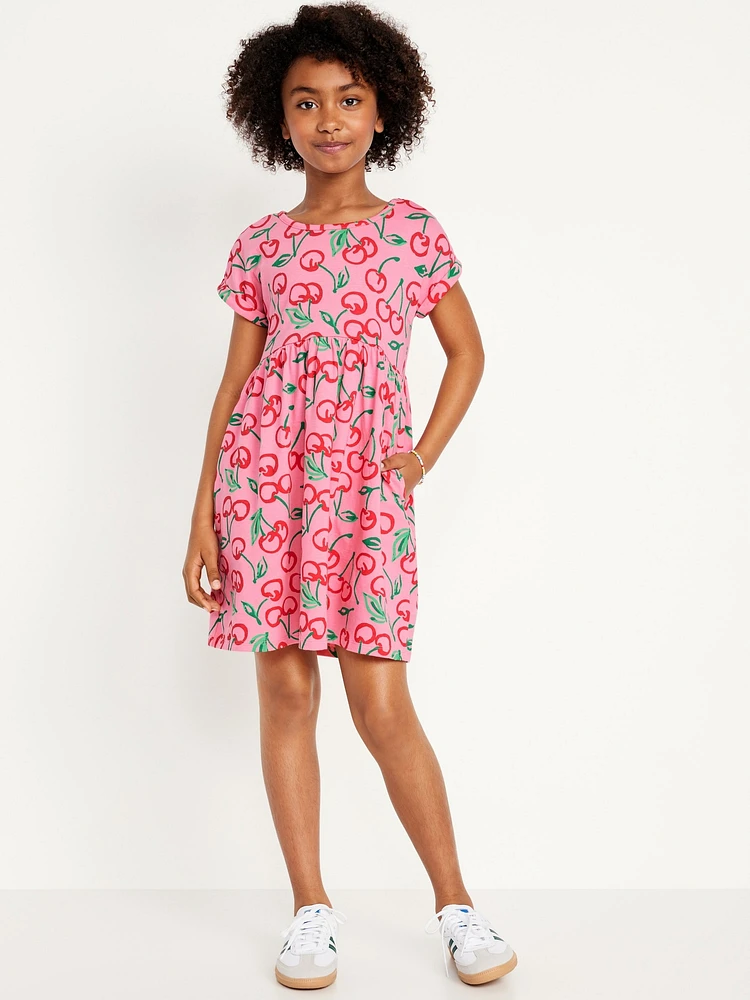 Printed Short-Sleeve Jersey-Knit Dress for Girls