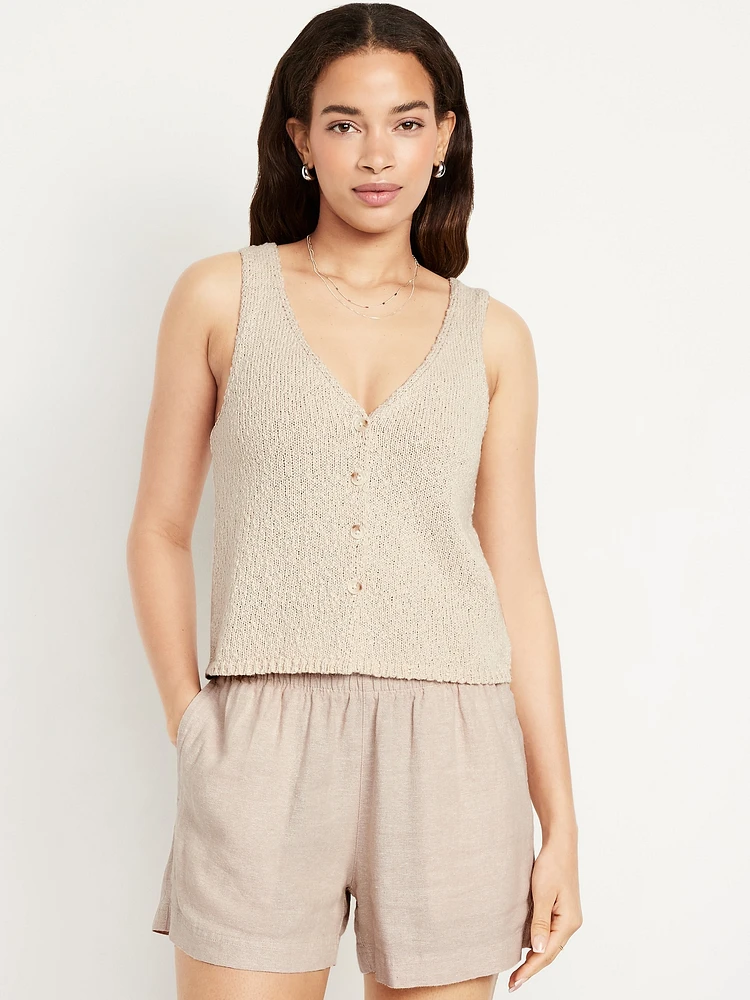 Button-Front Sweater Vest