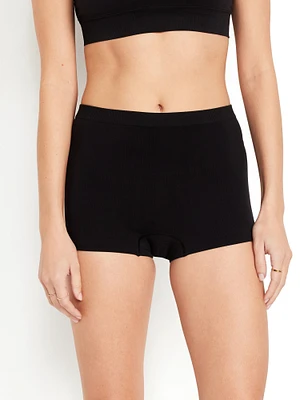 Mid-Rise Seamless Ribbed Boyshort Underwear