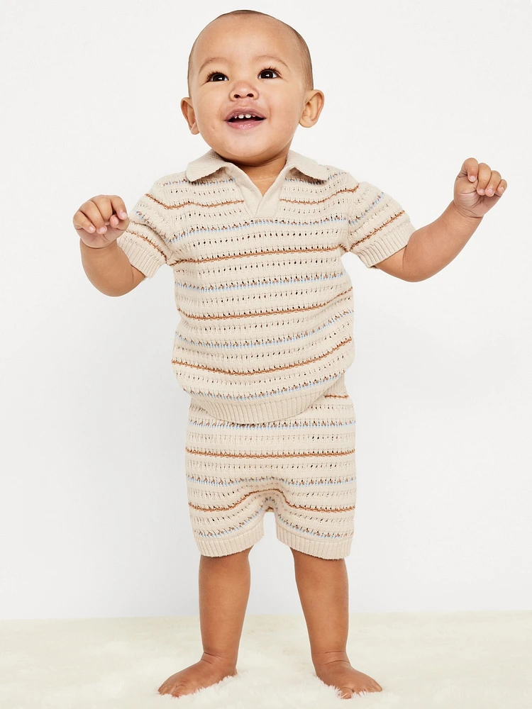 Sweater-Knit Collared Top and Shorts for Baby