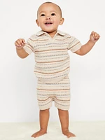 Sweater-Knit Collared Top and Shorts for Baby