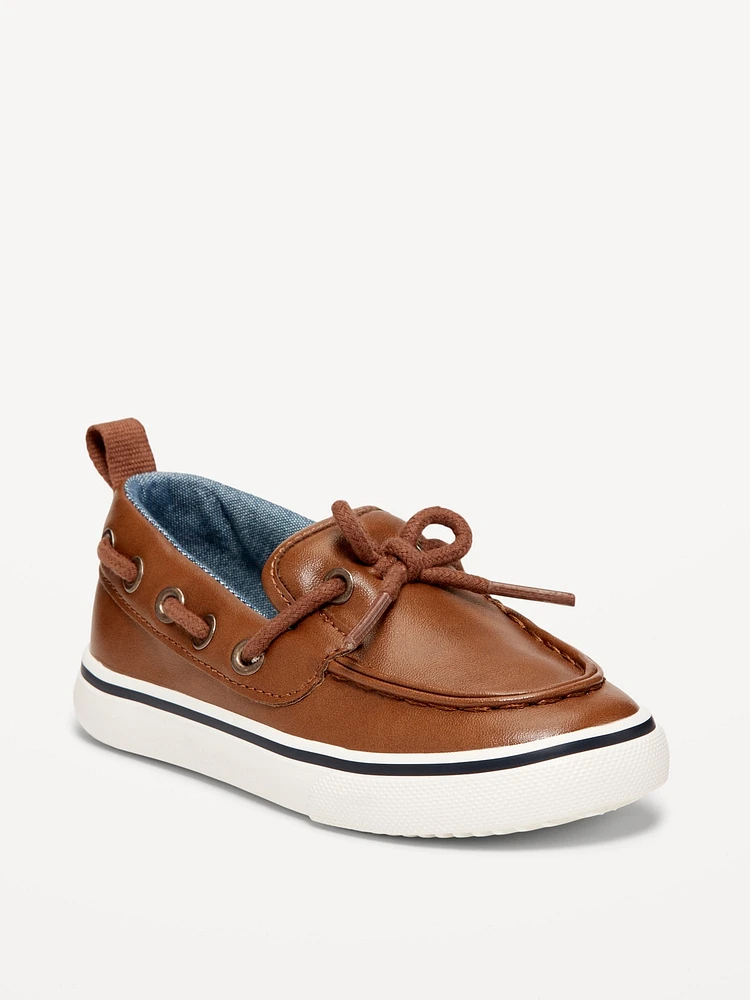 Faux-Leather Boat Shoes for Toddler Boys