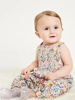 Printed Sleeveless Smocked Jumpsuit for Baby