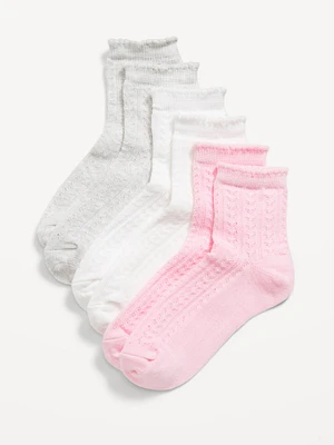 Pointelle Quarter-Crew ocks 3-Pack for Girls