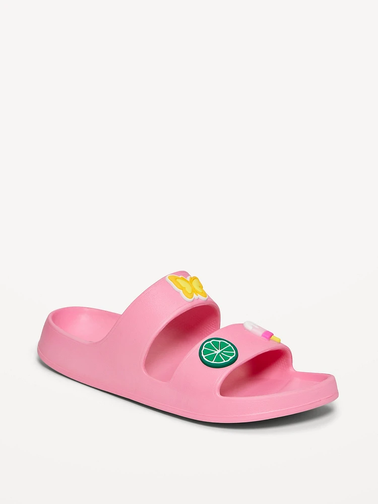 Double-Strap Patch Slide Sandals for Girls (Partially Plant-Based