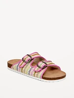 Textured-Woven Buckled Strap Sandals for Girls