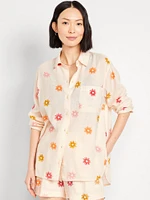 Loose Button-Down Linen-Blend Shirt