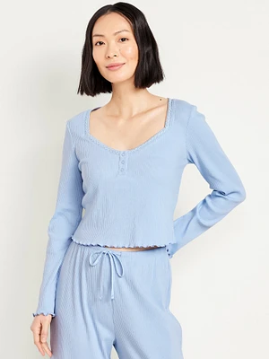 Ribbed Henley Pajama Top