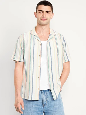 Short-Sleeve Linen-Blend Camp Shirt