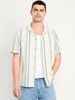 Short-Sleeve Linen-Blend Camp Shirt