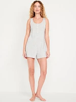 Pointelle Henley Pajama Romper