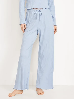 High-Waisted Ribbed Pajama Pants