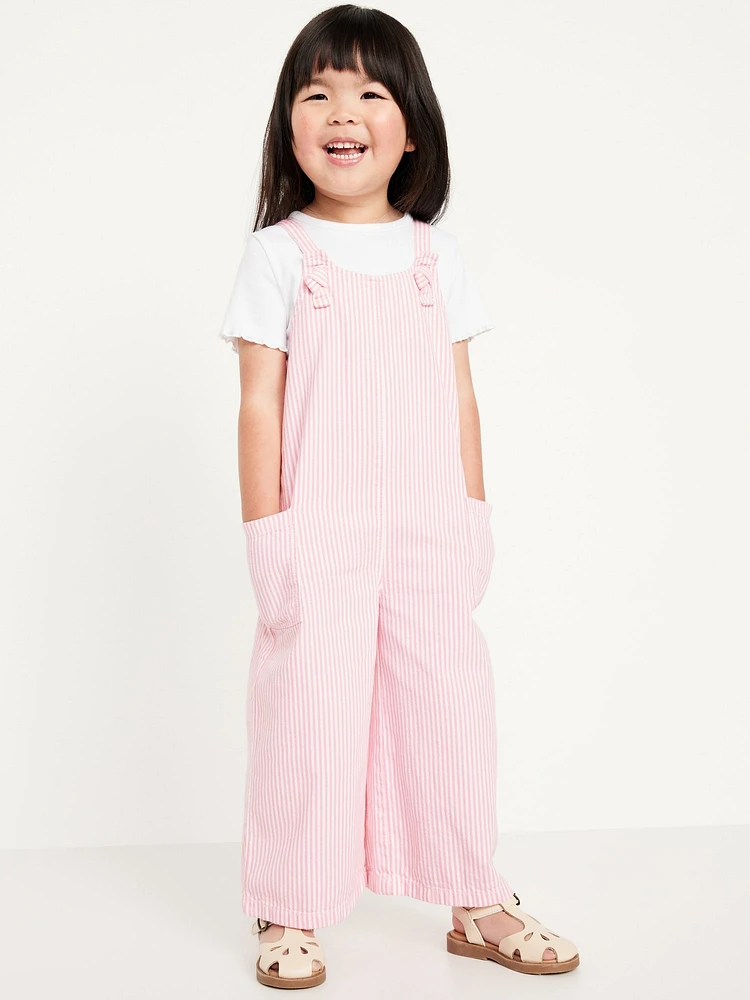 Short-Sleeve Ribbed T-Shirt and Jumpsuit Set for Toddler Girls