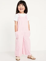 Short-Sleeve Ribbed T-Shirt and Jumpsuit Set for Toddler Girls