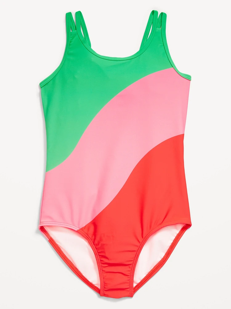 Printed Strappy One-Piece Swimsuit for Girls