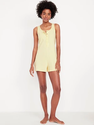 Rib Henley Pajama Romper