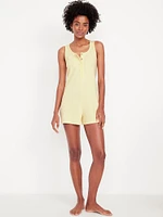 Rib Henley Pajama Romper