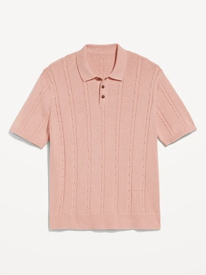 Short-Sleeve Cable-Knit Polo