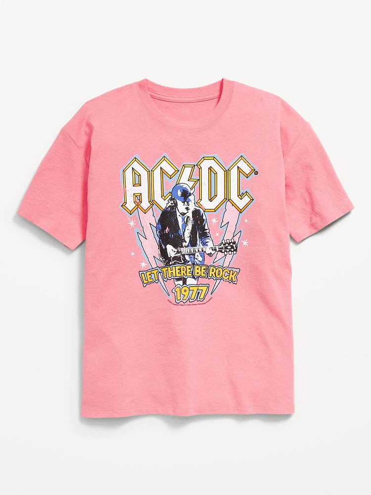 AC/DC Oversized Graphic T-Shirt for Girls