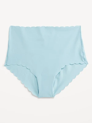 High-Waisted No-Show Scalloped Brief Underwear