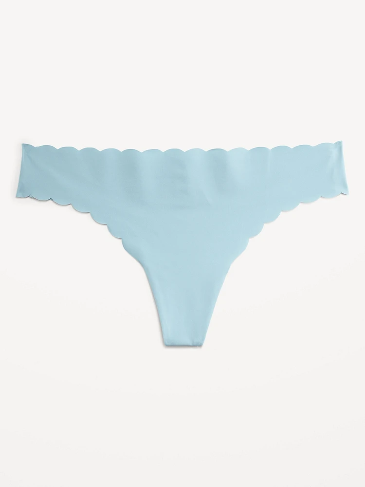 Low-Rise No-Show Scalloped Thong Underwear