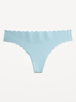 Low-Rise No-Show Scalloped Thong Underwear