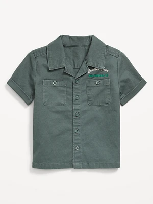 Short-Sleeve Embroidered Pocket Shirt for Toddler Boys