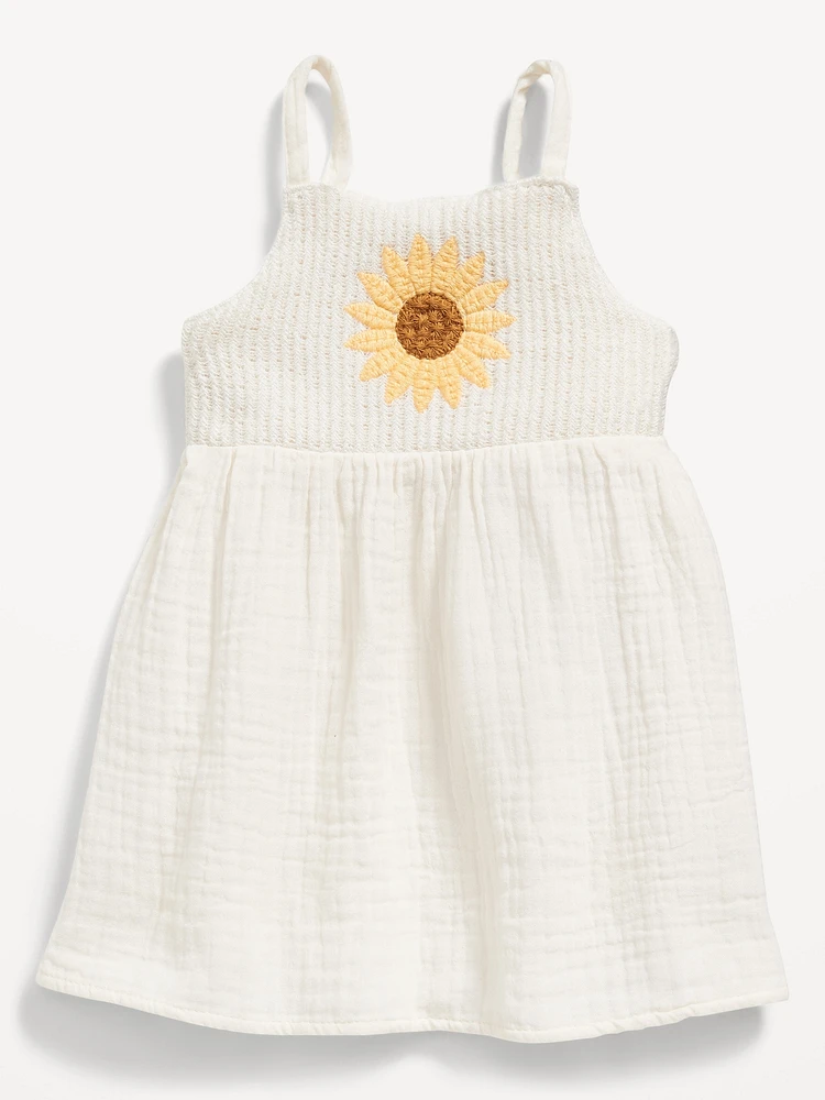 Sleeveless Crochet-Knit Double-Weave Dress for Baby