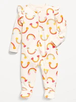 2-Way-Zip Sleep & Play Ruffle-Trim Footed One-Piece for Baby