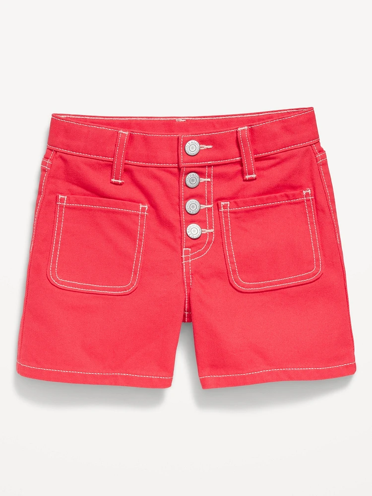 High-Waisted Mariner Midi Jean Shorts for Girls