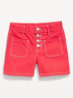 High-Waisted Mariner Midi Jean Shorts for Girls