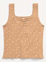 Printed Fitted Ribbed Tank Top for Girls