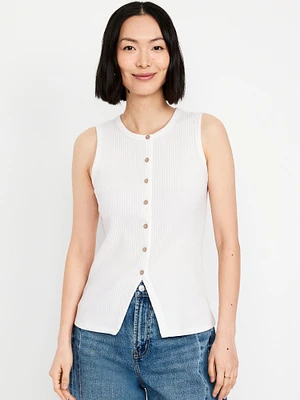 Button-Down Ribbed Top