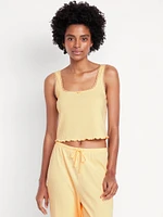 Lace-Trim Ribbed Pajama Tank Top